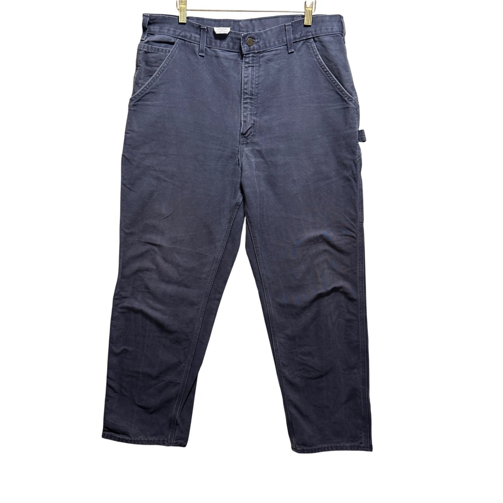 Carhartt B11 PTD Washed Duck Work Dungaree Carpenter Pants Mens‎ 36x32 Grey Blue
